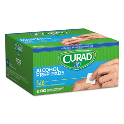 Curad® Alcohol Swabs, 1 x 1, 200/Box First Aid Antiseptic Wipes/Pads-Alcohol Swab - Office Ready