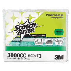 Scotch-Brite™ PROFESSIONAL Power Sponge 3000, 2.8 x 4.5, 0.6" Thick, Blue/Teal, 5/Pack