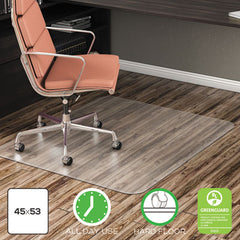 deflecto® EconoMat® Non-Studded All Day Use Chair Mat for Hard Floors, 45 x 53, Clear