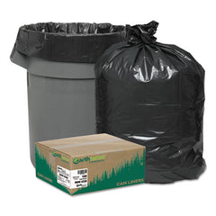 Earthsense® Commercial Linear Low Density Recycled Can Liners, 56 gal, 2 mil, 43" x 47", Black, 100/Carton