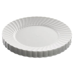 WNA Classicware® Plastic Dinnerware, Plates, 9" dia, White, 12/Bag, 15 Bags/Carton