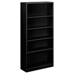 HON® Brigade® Metal Bookcases, Five-Shelf, 34.5w x 12.63w x 71h, Black