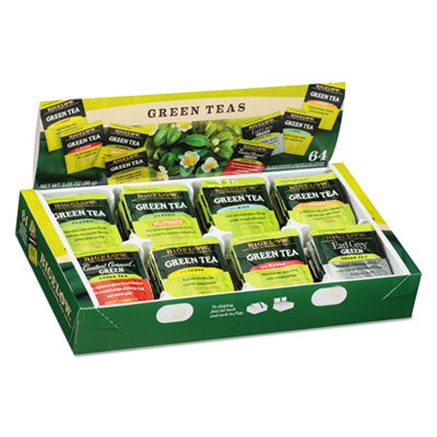 Bigelow® Green Tea Assortment, Individually Wrapped, Eight Flavors, 64 Tea Bags/Box Beverages-Tea Bag - Office Ready