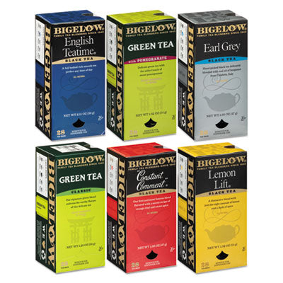 Bigelow® Assorted Tea Bags, Six Flavors, 28/Box, 168/Carton Beverages-Tea Bag - Office Ready