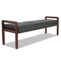 Alera® Reception Lounge WL Series Bench, Three-Seater, 65.75w x 22.25d x 22.88h, Black/Mahogany Benches & Ottomans - Office Ready