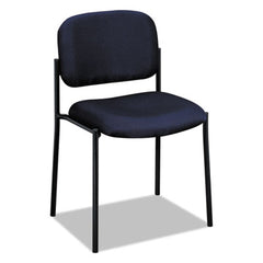 HON® VL606 Stacking Guest Chair without Arms, Fabric Upholstery, 21.25" x 21" x 32.75", Navy Seat, Navy Back, Black Base
