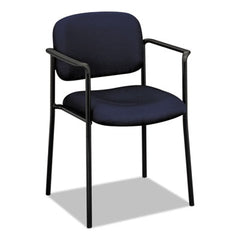 HON® VL616 Stacking Guest Chair with Arms, Fabric Upholstery, 23.25" x 21" x 32.75", Navy Seat, Navy Back, Black Base