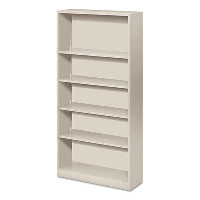 HON® Brigade® Metal Bookcases, Five-Shelf, 34.5w x 12.63d x 71h, Light Gray Shelf Bookcases - Office Ready