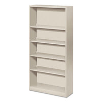 HON® Brigade® Metal Bookcases, Five-Shelf, 34.5w x 12.63d x 71h, Light Gray Shelf Bookcases - Office Ready