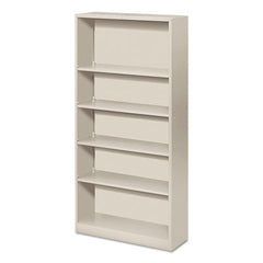 HON® Brigade® Metal Bookcases, Five-Shelf, 34.5w x 12.63d x 71h, Light Gray