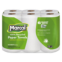 Marcal® 100% Premium Recycled Kitchen Roll Towels, 2-Ply, 5 1/2 x 11, 140/Roll, 24 Rolls/Carton