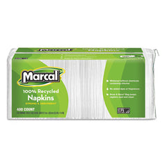 Marcal® 100% Recycled Luncheon Napkins, 1-Ply, 11.4 x 12.5, White, 400/Pack