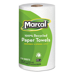 Marcal® 100% Premium Recycled Kitchen Roll Towels, 2-Ply, 8.8 x 11, 210 Sheets, 12 Rolls/Carton