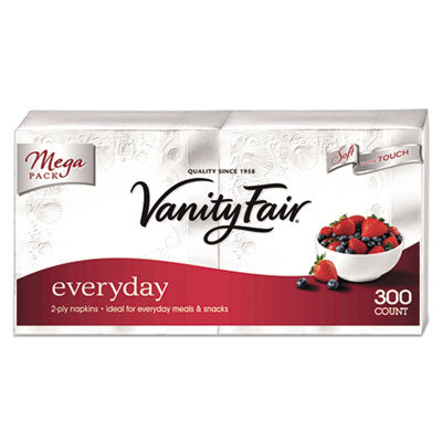 Vanity Fair® Everyday Dinner Napkins, 2-Ply, White, 300/Pack Dinner Napkins - Office Ready