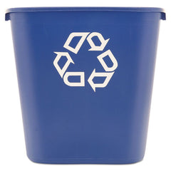 Rubbermaid® Commercial Deskside Recycling Container, Rectangular, Plastic, 28.13 qt, Blue