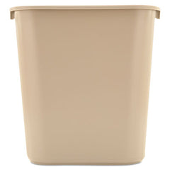 Rubbermaid® Commercial Deskside Plastic Wastebasket, Rectangular, 7 gal, Beige