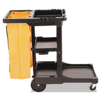Rubbermaid® Commercial Multi-Shelf Cleaning Cart, Three-Shelf, 20w x 45d x 38.25h, Black Carts & Stands-Janitorial Cart - Office Ready