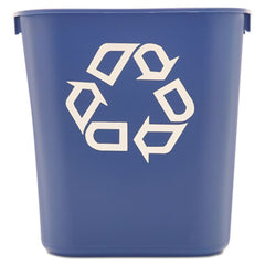 Rubbermaid® Commercial Deskside Recycling Container, Rectangular, Plastic, 13.63 qt, Blue