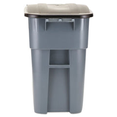Rubbermaid® Commercial Square Brute® Rollout Container, Square, Plastic, 50 gal, Gray