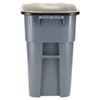 Rubbermaid® Commercial Square Brute® Rollout Container, Square, Plastic, 50 gal, Gray Waste Receptacles-Outdoor All-Purpose Waste Bins - Office Ready