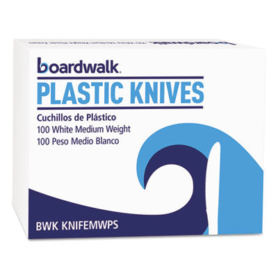 Boardwalk® Mediumweight Polystyrene Cutlery, Knife, White, 100/Box Utensils-Disposable Knife - Office Ready