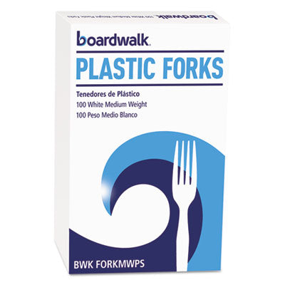 Boardwalk® Mediumweight Polystyrene Cutlery, Fork, White, 10 Boxes of 100/Carton Utensils-Disposable Fork - Office Ready