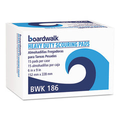 Boardwalk® Heavy-Duty Scour Pad, 6 x 9, Green 15/Carton