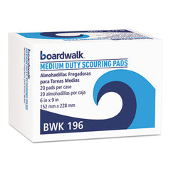 Boardwalk® Medium-Duty Scour Pad,  6 x 9, Green, 20/Carton