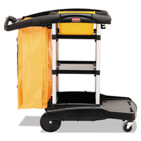Rubbermaid® Commercial High Capacity Cleaning Cart, 21.75w x 49.75d x 38.38h, Black Carts & Stands-Janitorial Cart - Office Ready