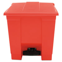 Rubbermaid® Commercial Indoor Utility Step-On Waste Container, 8 gal, Plastic, Red Indoor All-Purpose Waste Bins - Office Ready