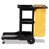 Rubbermaid® Commercial Multi-Shelf Cleaning Cart, Three-Shelf, 20w x 45d x 38.25h, Black Carts & Stands-Janitorial Cart - Office Ready