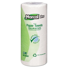 Marcal® Perforated Kitchen Roll Towels, White, 2-Ply, 9"x11", 85 Sheets/Roll, 30 Rolls/Carton
