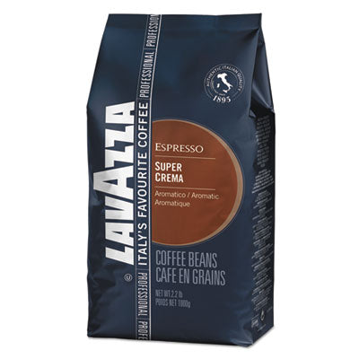 Lavazza Super Crema Whole Bean Espresso Coffee, 2.2lb Bag, Vacuum-Packed Coffee, Whole Bean - Office Ready