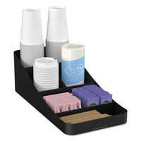Mind Reader Trove 7-Compartment Coffee Condiment Organizer, Black, 7 3/4 x 16 x 5 1/4 Condiment Organizers-Coffee Condiment Station - Office Ready