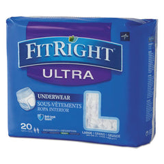 Medline FitRight® Ultra Protective Underwear, Large, 40" to 56" Waist, 20/Pack, 4 Pack/Carton