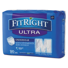 Medline FitRight® Ultra Protective Underwear, Medium, 28" to 40" Waist, 20/Pack, 4 Pack/Carton