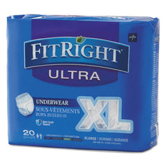 Medline FitRight® Ultra Protective Underwear, X-Large, 56" to 68" Waist, 20/Pack, 4 Pack/Carton