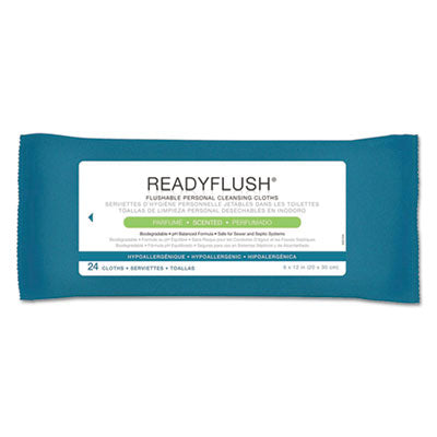 Medline ReadyFlush® Biodegradable Flushable Wipes, 1-Ply, 8 x 12, White, 24/Pack, 24 Packs/Carton Hand/Body Wet Wipes - Office Ready