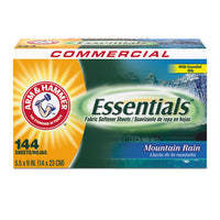 Arm & Hammer™ Essentials™ Dryer Sheets, Mountain Rain, 144 Sheets/Box Dryer Sheets-Fabric Softener/Antistatic - Office Ready