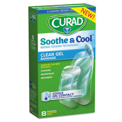 Curad® Soothe & Cool™ Clear Gel Bandages, Assorted, Clear, 8/Box