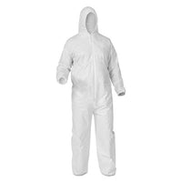 KleenGuard™ A35 Liquid & Particle Protection Coveralls, Zipper Front, Hooded, Elastic Wrists and Ankles, X-Large, White, 25/Carton Coveralls - Office Ready