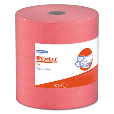 WypAll® X80 Cloths, HYDROKNIT, Jumbo Roll, 12 1/2 x 13 2/5, Red, 475 Wipers/Roll Towels & Wipes-Shop Towels and Rags - Office Ready