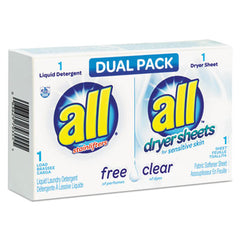 All® Free Clear HE Liquid Laundry Detergent/Dryer Sheet Dual Vending Pack, 100/Ctn