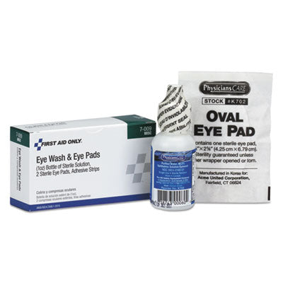 First Aid Only™ Eyewash Set with Adhesive Strips, 4 Pieces First Aid Kit Refills-Mixed Products - Office Ready