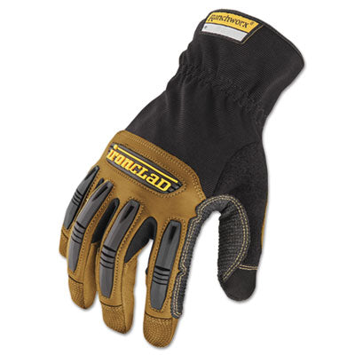 Ironclad Ranchworx® Leather Gloves, Black/Tan, Large Work Gloves, Leather/Fabric - Office Ready