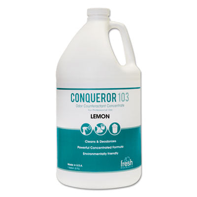 Fresh Products Conqueror 103 Odor Counteractant Concentrate, Lemon, 1 gal Bottle, 4/Carton Air Fresheners/Odor Eliminators-Counteractant/Digester - Office Ready