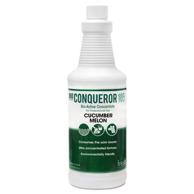 Fresh Products Bio Conqueror 105 Enzymatic Odor Counteractant Concentrate, Cucumber Melon, 1 qt Bottle, 12/Carton Air Fresheners/Odor Eliminators-Counteractant/Digester - Office Ready