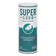 Fresh Products Super-Sorb Liquid Spills Absorbent, Lemon Scent, 720 oz, 12 oz Shaker Can, 6/Box