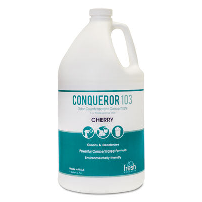 Fresh Products Conqueror 103 Odor Counteractant Concentrate, Cherry, 1 gal Bottle, 4/Carton Air Fresheners/Odor Eliminators-Counteractant/Digester - Office Ready