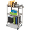 Alera® Three-Tier Wire Cart with Basket, 28w x 16d x 39h, Black Anthracite Carts & Stands-Utility Cart - Office Ready